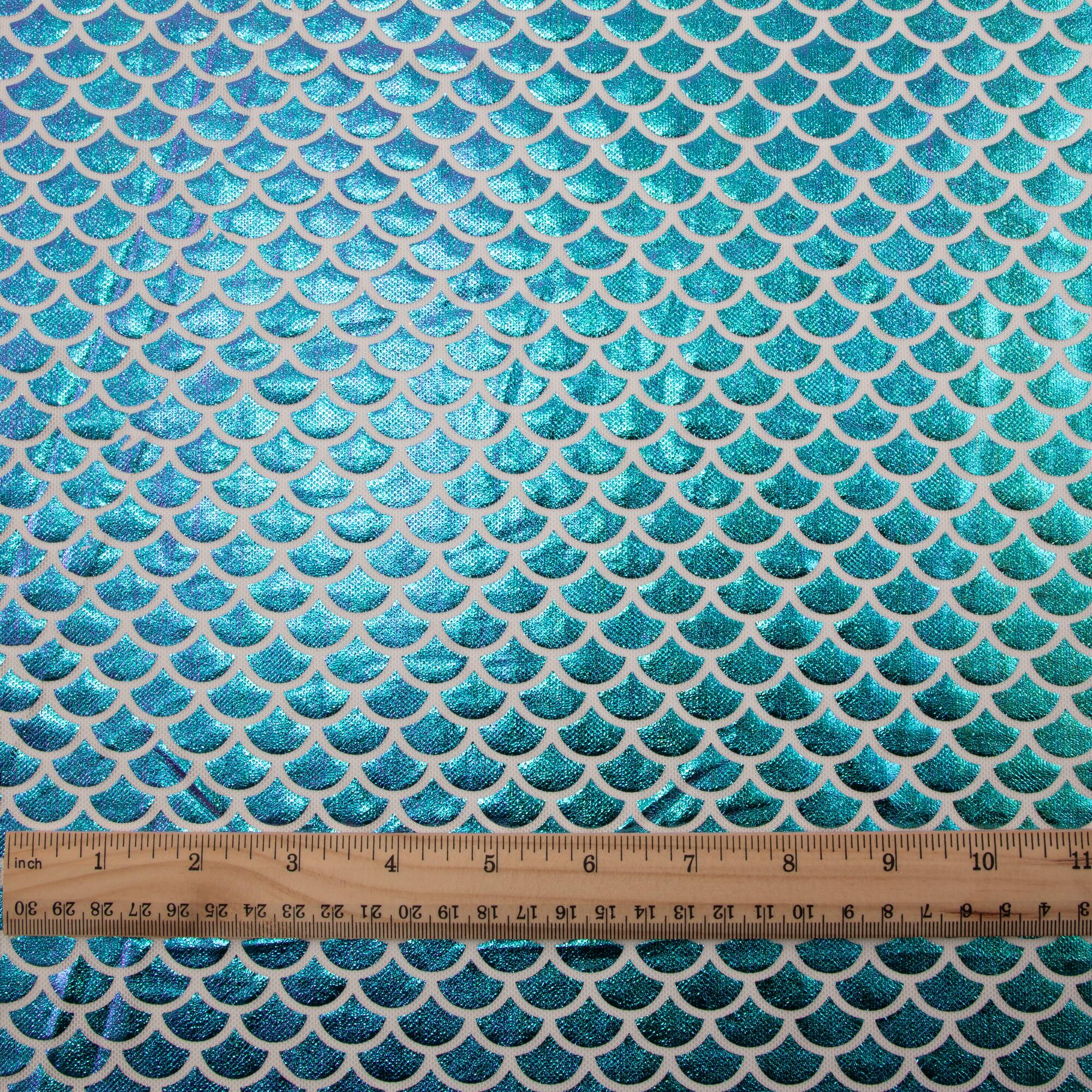 Wyla Green Oil Slick Fish Scales on White Mesh